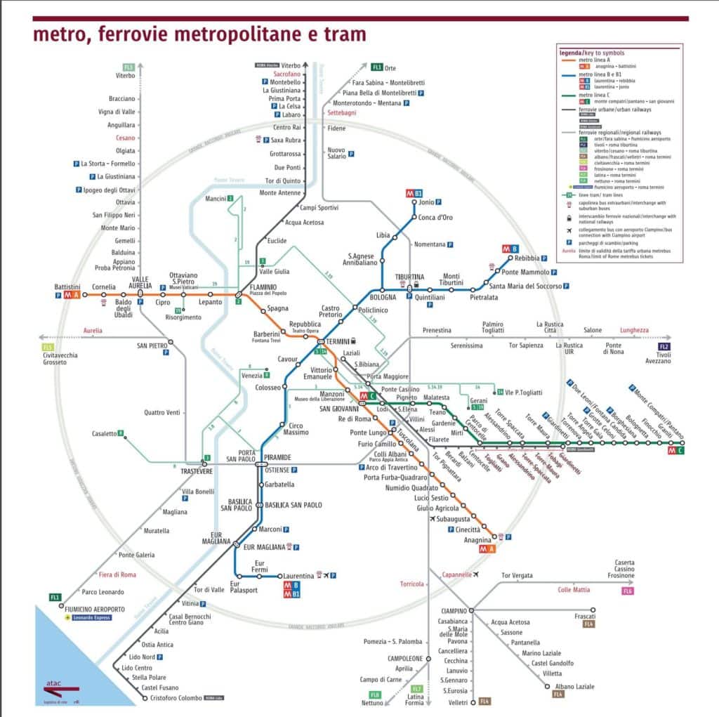 complete transportation map of all or Rome connecting everything, how medical students travel around rome city