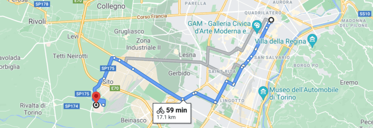 Cycling map for orbassano campus for medical students studying in English in Turin University