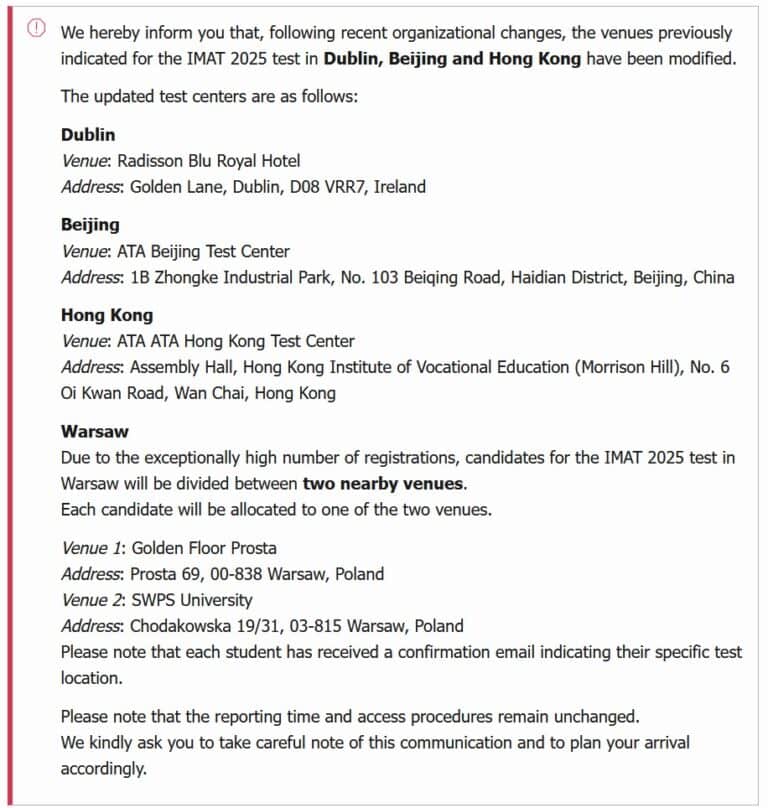 2025 IMAT venue address update